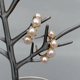 8mm Freshwater Pearl Yellow Plated Hoop Stud Earrings