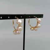8mm Freshwater Pearl Yellow Plated Hoop Stud Earrings