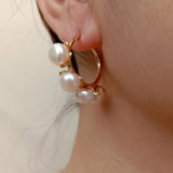 8mm Freshwater Pearl Yellow Plated Hoop Stud Earrings