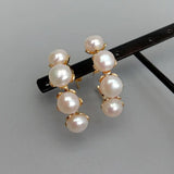 8mm Freshwater Pearl Yellow Plated Hoop Stud Earrings