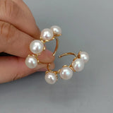 8mm Freshwater Pearl Yellow Plated Hoop Stud Earrings