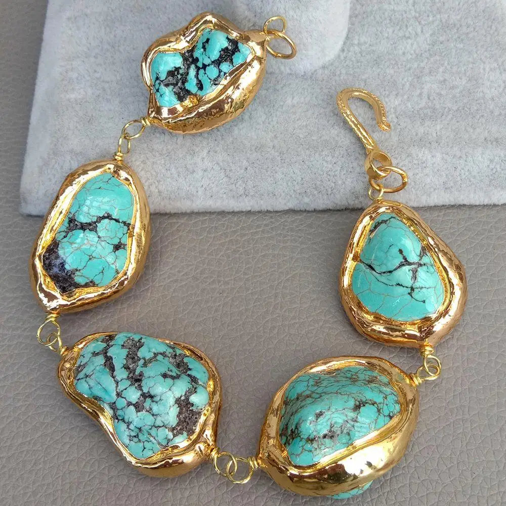 Vintage Turquoise Nugget Wrap Bracelet for Women