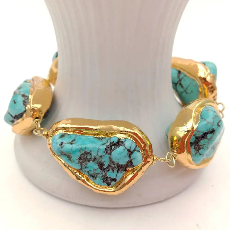 Vintage Turquoise Nugget Wrap Bracelet for Women