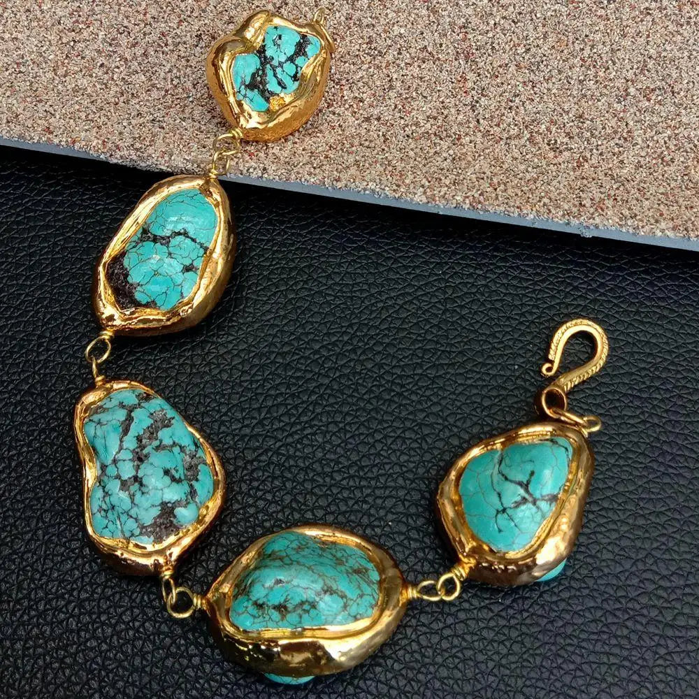 Vintage Turquoise Nugget Wrap Bracelet for Women