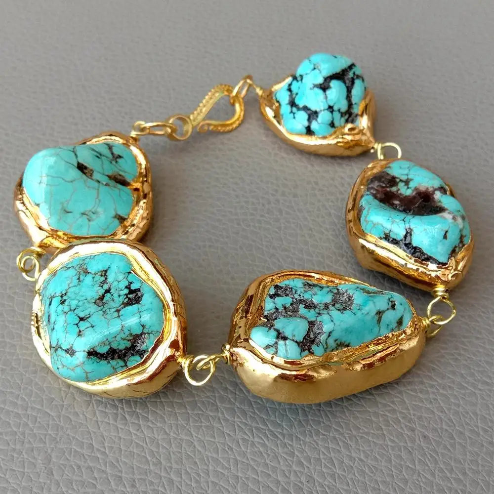 Vintage Turquoise Nugget Wrap Bracelet for Women