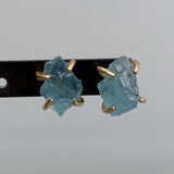 925 Silver Aquamarine Rough Stud Earrings Gemstone Gift