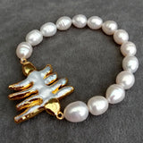 9x11mm Natural Rice Cultured Freshwater Pearl Baroque Pearl Bracelet