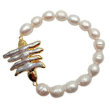 9x11mm Natural Rice Cultured Freshwater Pearl Baroque Pearl Bracelet
