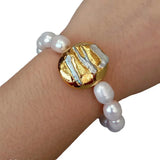 Natural Rice Freshwater Cultured Pearl Biwa Pearl Elastic Bracelet