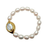 Rice Freshwater & Keshi Pearl Elastic Bracelet