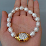 Rice Freshwater & Keshi Pearl Elastic Bracelet