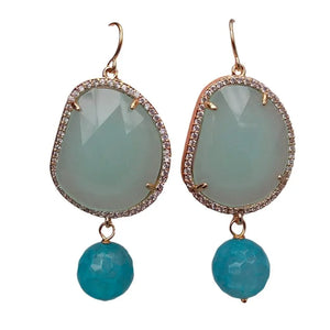 YYGEM Green Crystal Dangle Hook Earrings