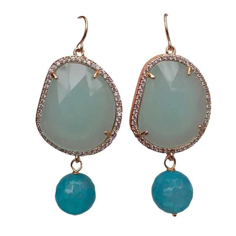 YYGEM Green Crystal Dangle Hook Earrings