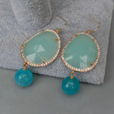 YYGEM Green Crystal Dangle Hook Earrings