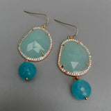 YYGEM Green Crystal Dangle Hook Earrings