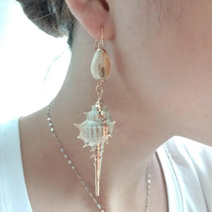 YYGEM Bohemian Ocean Beach Cowrie Shell Drop Earrings