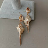YYGEM Bohemian Ocean Beach Cowrie Shell Drop Earrings