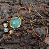 YYGEM Cultured Pearl Amazonite Charm Pendant Necklace For Women