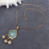 YYGEM Cultured Pearl 27x28mm Amazonite Charm Pendant Necklace