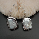 YYGEM Cultured Rectangle Pearl Dangle Earrings