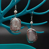 YYGEM Cultured Rectangle Pearl Dangle Earrings