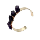 YYGEM Purple Amethyst Rough Raw Bangle Bracelet Adjustable