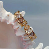 Heart Shape CZ Crystal Pave Hoop Earrings Golden Cubic Zircon Jewelry