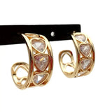 Heart Shape CZ Crystal Pave Hoop Earrings Golden Cubic Zircon Jewelry