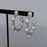 YYGEM Freshwater Cultured Pearl Cz Pave Circle Hoop Earrings