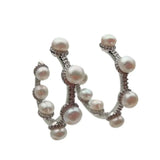 YYGEM Freshwater Cultured Pearl Cz Pave Circle Hoop Earrings
