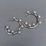 YYGEM Freshwater Cultured Pearl Cz Pave Circle Hoop Earrings