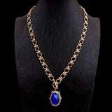 YYGEM Plated Chain Necklaces Jade Turquoise Pendant Necklace
