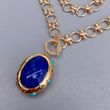YYGEM Plated Chain Necklaces Jade Turquoise Pendant Necklace