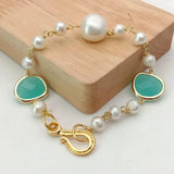 Baroque Freshwater Pearl Crystal Wrap Bracelet Leaves Jewelry