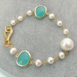 Baroque Freshwater Pearl Crystal Wrap Bracelet Leaves Jewelry