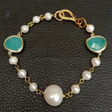 Baroque Freshwater Pearl Crystal Wrap Bracelet Leaves Jewelry