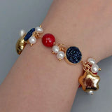 YYGEM Cultured Freshwater Pearl Titanium Druzy Red Coral Wrap Bracelet