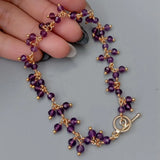 Real Purple Round Amethyst Faceted Wrap Bracelet Charm Women Wedding Party Gift