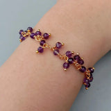 Real Purple Round Amethyst Faceted Wrap Bracelet Charm Women Wedding Party Gift