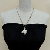 Tourmaline Garnet Necklace Keshi Pearl Pendant