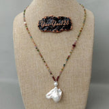 Tourmaline Garnet Necklace Keshi Pearl Pendant