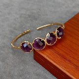 YYGEM 12mm Faceted Purple Amethyst Bangle Bracelet