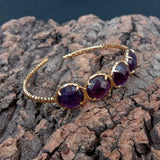 YYGEM 12mm Faceted Purple Amethyst Bangle Bracelet