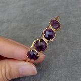 YYGEM 12mm Faceted Purple Amethyst Bangle Bracelet