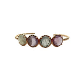 YYGEM Natural Green Prehnite Purple Amethyst Plated Bangle Bracelet