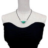 YYGEM 2mm Spinel Choker Necklace with Green Malachite Charm Gemstone