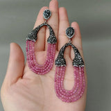 Natural Red Tourmaline Macarsite Stud Earrings for Women