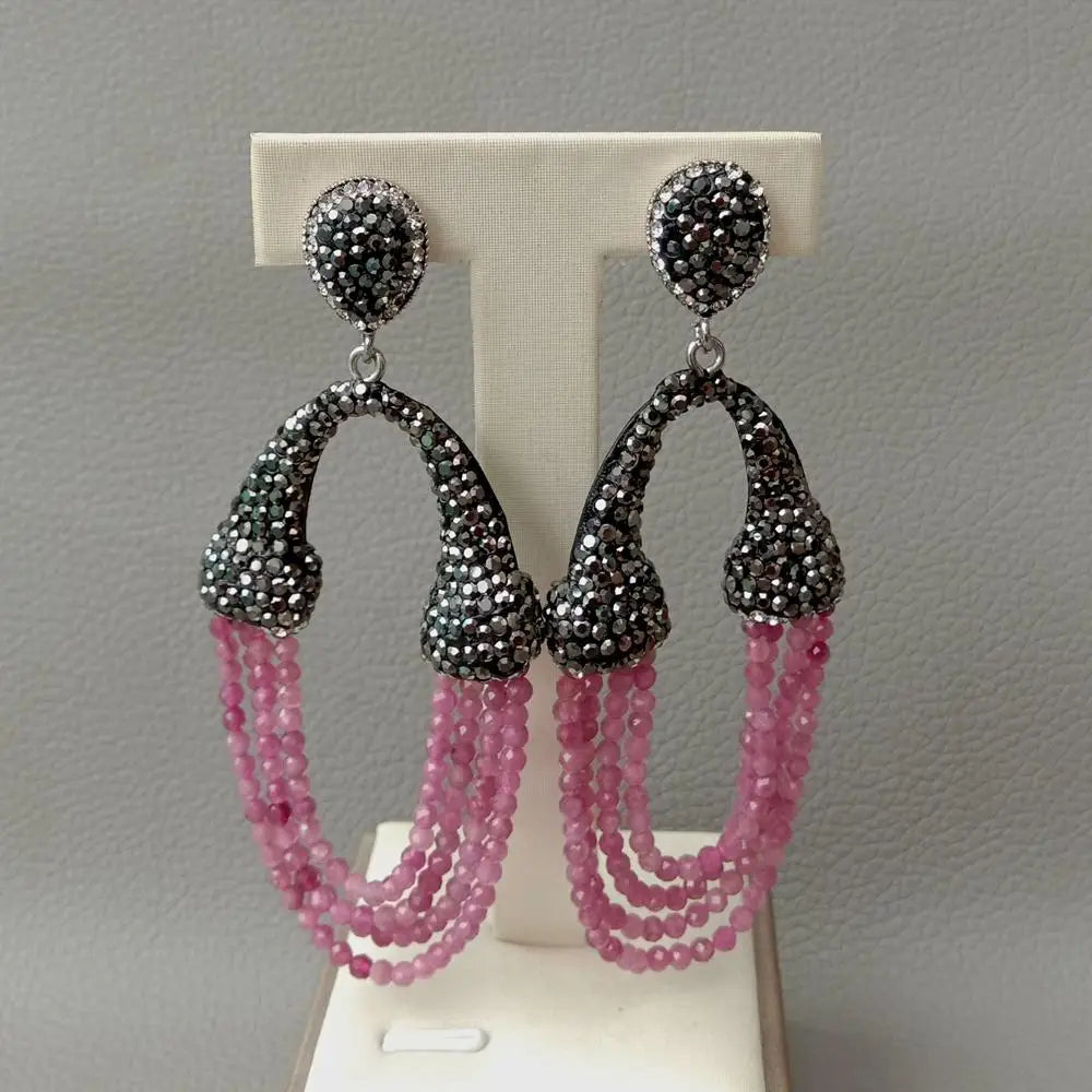 Natural Red Tourmaline Macarsite Stud Earrings for Women