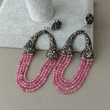 Natural Red Tourmaline Macarsite Stud Earrings for Women