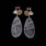 Amethyst Teardrop Rose Quartz Dangle Earrings